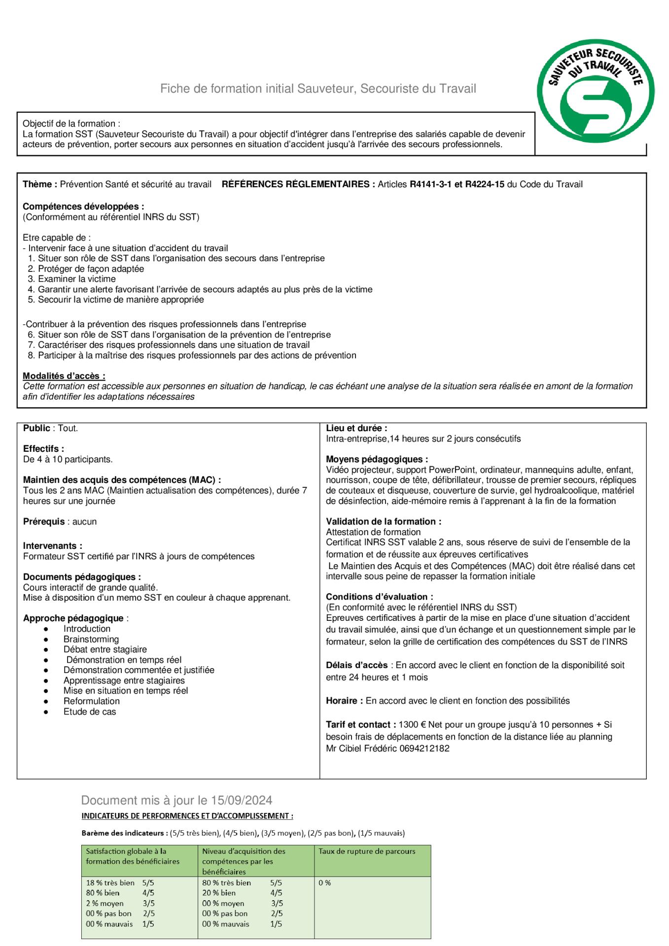 Fiche de formation sst initiale 1