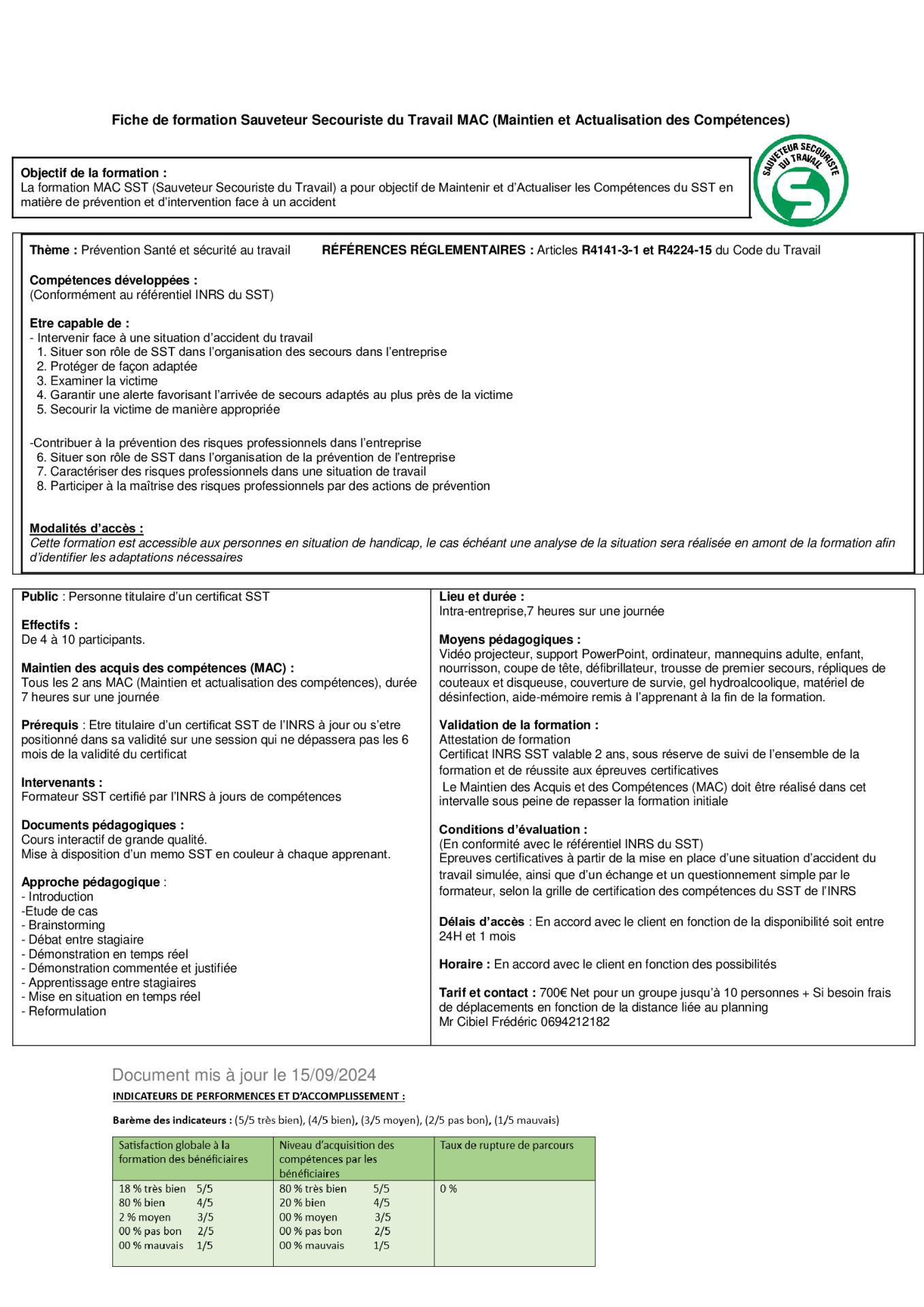 Fiche de formation sst mac 1