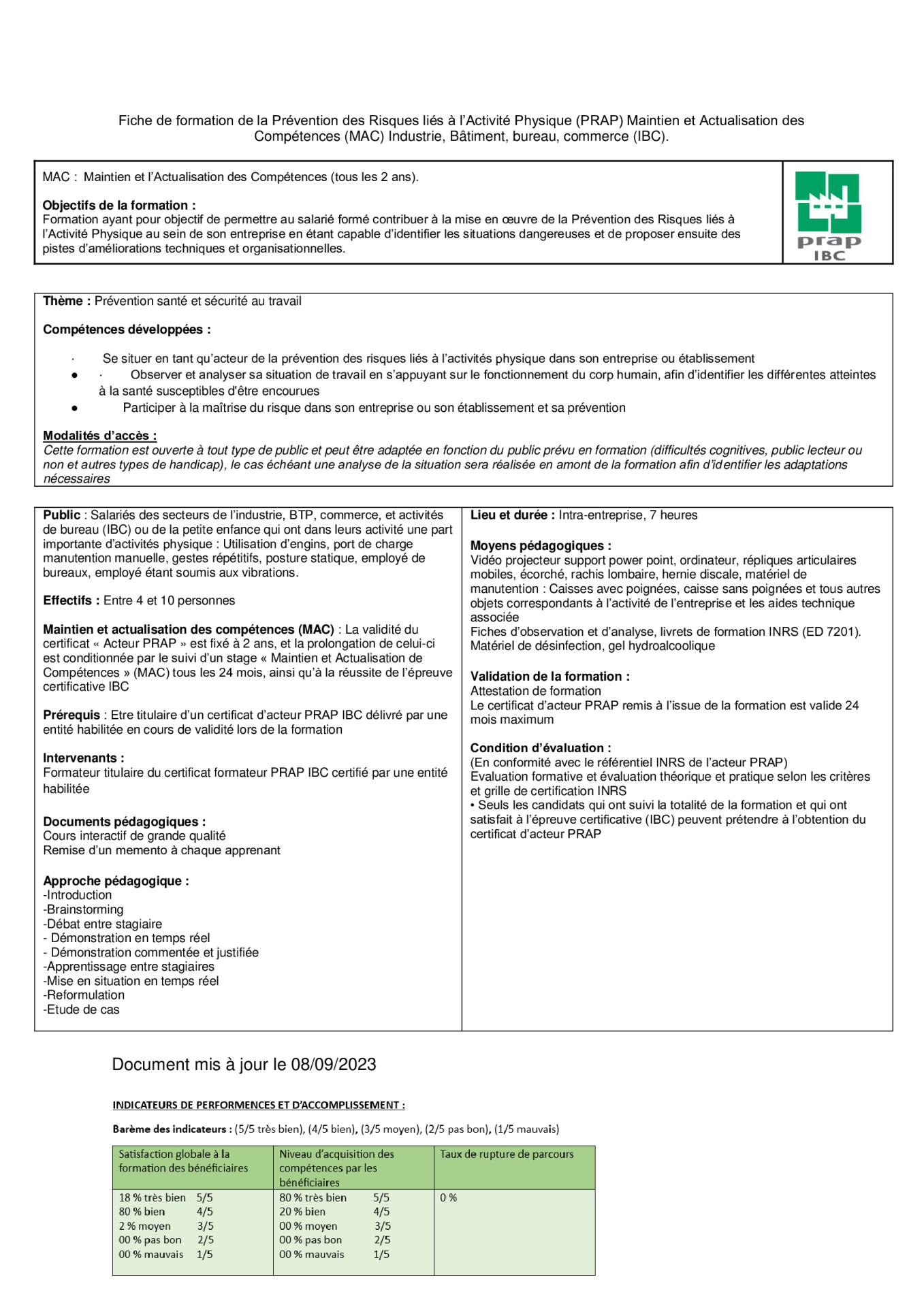 Formation PRAP IBC MAC (Prévention Des Risques Liés à L'Activité ...