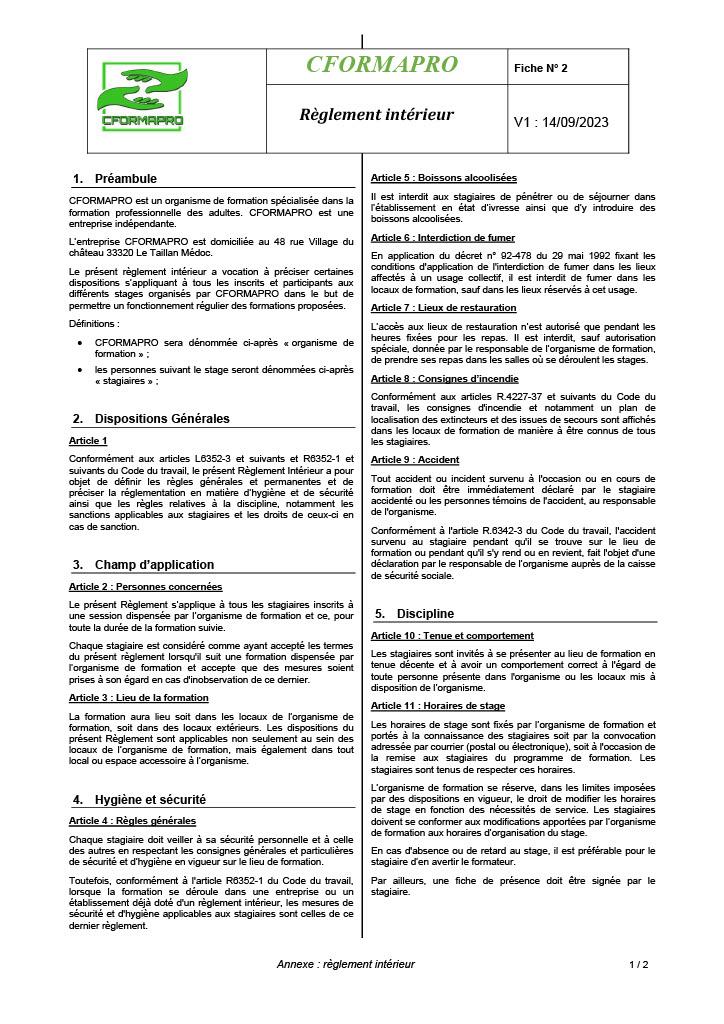 Reglement interieur page 1 jpeg site cformapro