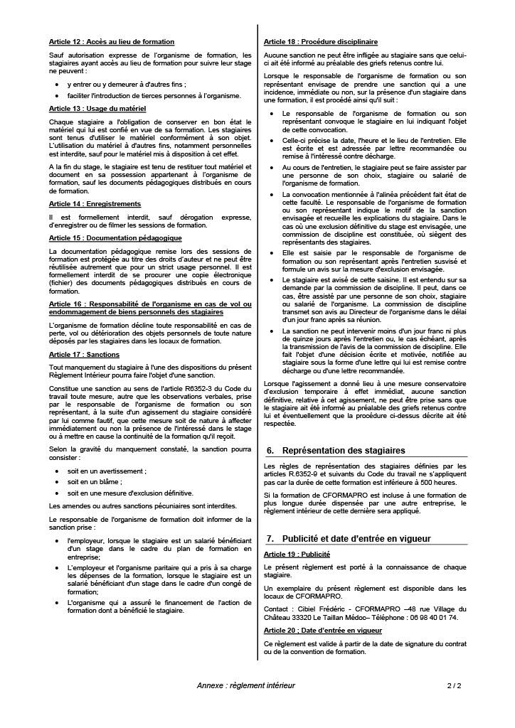 Reglement interieur page 2 jpeg site cformapro